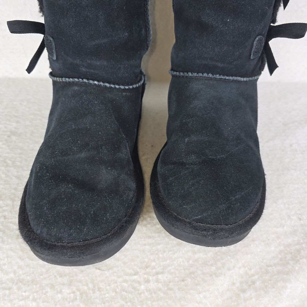 Koolaburra By Ugg Victoria Girls Size 3 Black Suede Fur Lined With Bows #1090330 - Picture 7 of 8